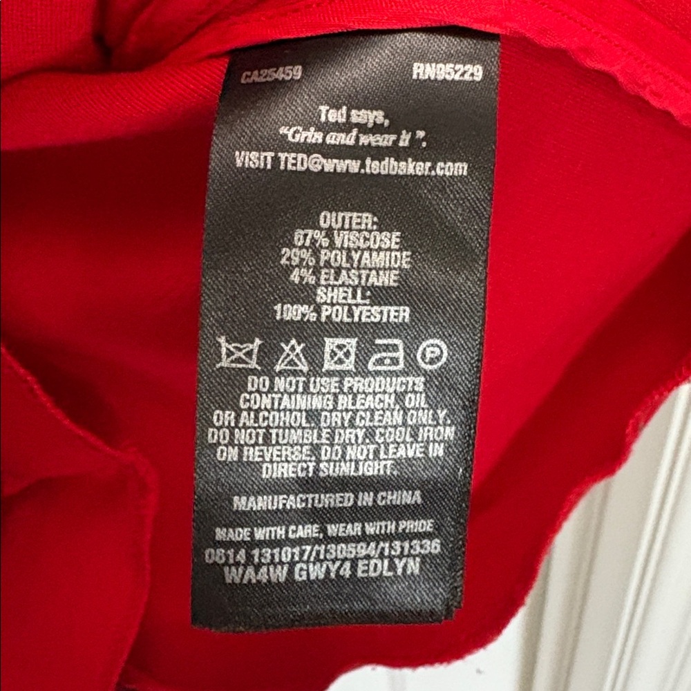 Ted Baker Red Dress Size Small or Size 1 - Picture 8 of 10